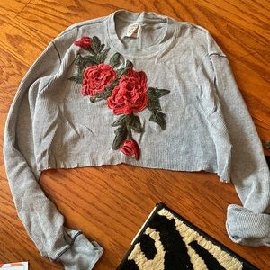 LF cable knit grey crop